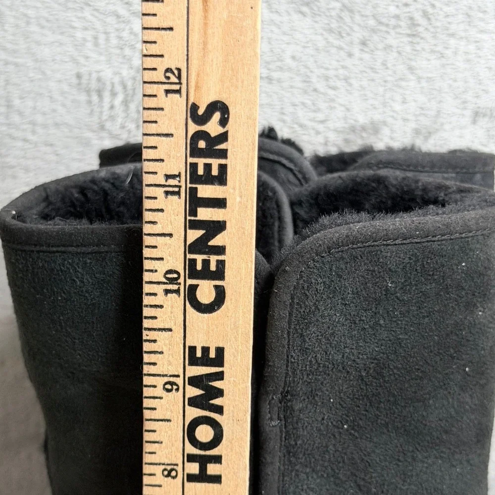 UGG Amie Classic Slim Boot Women 8 Black‎ Suede Shearling Mid Calf Wedge Heel